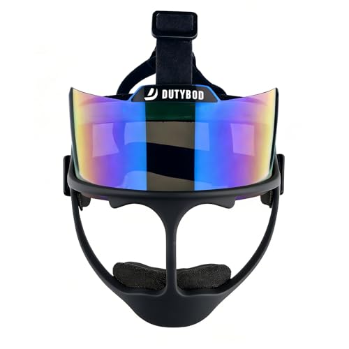 DUTYBOD Magnesium Alloy Softball Face Mask | Super Light, UV Block, Full Eye Protection for Athletes(Black-Blue)