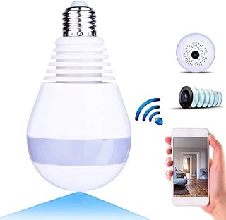 Wifi Light Bulb Camera, 1080P HD 360 Degree Fisheye IP Panoramic Hidden Spy Camera, Home Security Cameras Surveillance System with Motion Detection, Night Vision, Two-way Talk