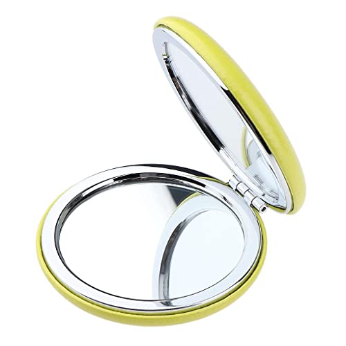 Portable Unbreakable Foldable Makeup Mirrors - Compact Vanity Mirror for Purse, Travel Essential Beauty Tool - Shatter- PU Leather Cover - Mini HD Double-Side - as described, Yellow - Lemon image 5