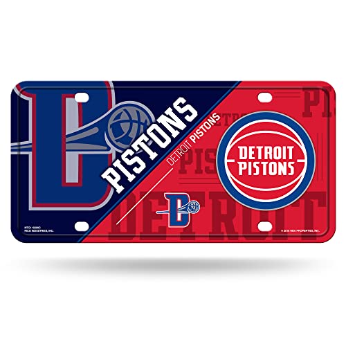 Rico Industries NBA Detroit Pistons Split Metal Auto Tag 8.5" x 11" - Great for Truck/Car/SUV
