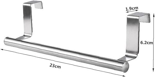 Miniatura 2 de Toallero de acero inoxidable para colgar sobre la puerta, sin perforación, para armarios de cocina y baño, 1 unidad