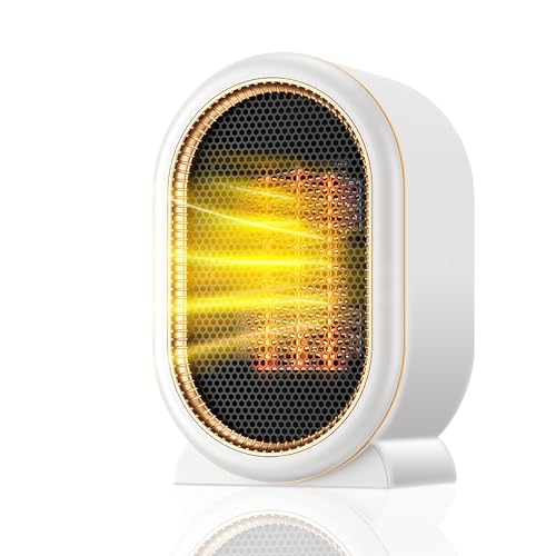 1200W Portable heater Ceramic heater,Space heaters with Thermostat&Tip-Over Protection&Low Noise Overheating Protection,energy efficient heaters for Bathroom,Bedroom,Living Room,Office(White)