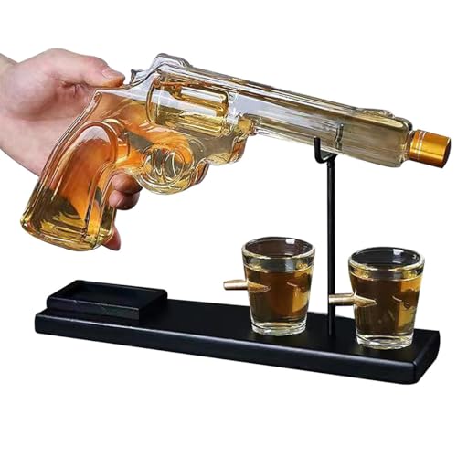Decantador de whisky con vasos de chupito, dispensador de licor de 200 ml para bar en casa, botella de vidrio creativa para fiestas de beber, para hombres