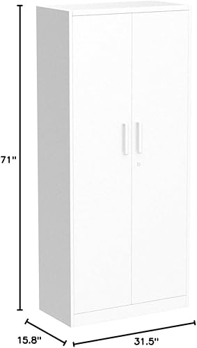 Miniatura 114 de Armario de almacenamiento de metal con ruedas, armario de almacenamiento con cerradura de 73 pulgadas con 2 estantes ajustables y 1 cajón para Negro