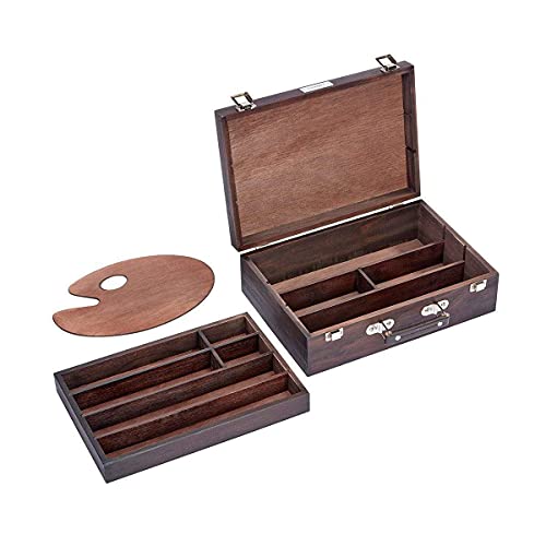 Kingart Studio Wood Art Storage Box, 2-Tier Case With 10 Dividers, Espresso Finish #TOP3