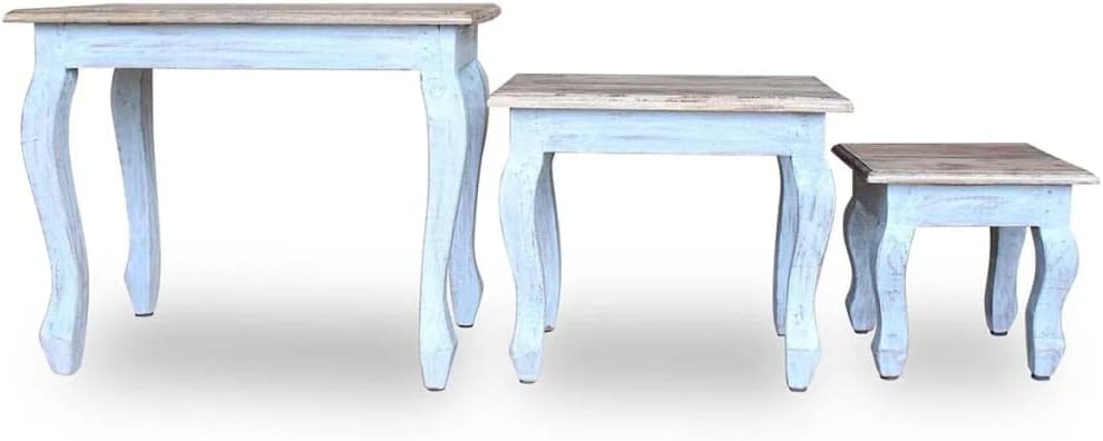 Nesting Table Set 3 Pieces,Hallway Table,Accessories for Bedroom,Small Table,Handmade,for Small Spaces, Accent Nightstand, Sofa Table, Living Room, Bedroom, Solid Reclaimed Wood