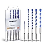 5tlg 3mm 5mm 6mm 8mm 10mm Multi Construction Bohrer Länge90-150mm mit Sechskantschaft für Beton, Ziegel, Fliesen, Mauerwerk und Holz