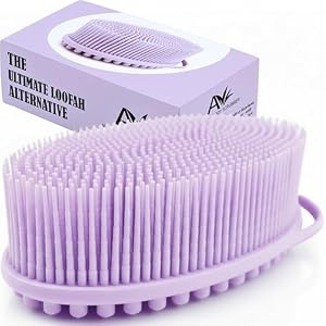 Avilana Premium Silicone Body Scrubber – Trusted Since 2017 – SGS Certified Food Grade Dual Sided Bath Brush, Quick-Dry Exfoliating Loofah Alternative, Massage Brush Sensitive Skin Women Men
