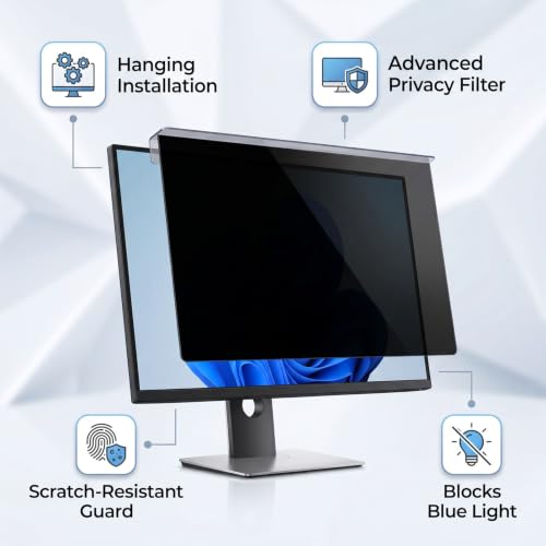 Filtro de privacidad acrílico Dpofirs de 19 pulgadas para colgar en monitores 3