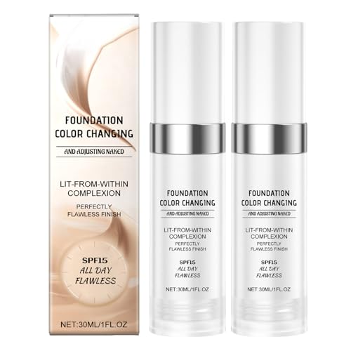 Foundation Color Changing, Flawless Colour Changing Foundation, fonde naturalmente con la pelle, fondotinta idratante a lunga durata, fondazione liquida senza pori, con SPF 15