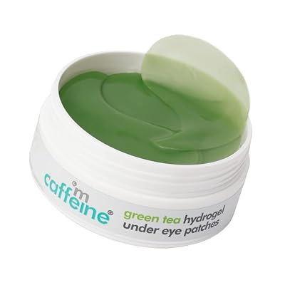 mCaffeine Green Tea Hydrogel Under Eye Patches for Dark Circle, Fine Lines & Wrinkles Reduction | Cooling Under Eye Patc