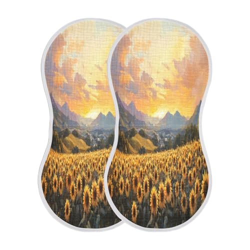 JUZIHAI 1Pack Beautiful Sunflowers Baby Burp Cloths Soft Cotton Burp Rags,Super Absorbent Burp Cloth Bag for Newborn Baby Boys/Girls2