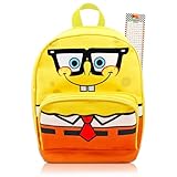 SPONGEBOB SQUAREPANTS Spongebob Mini Backpack for Teens - 10” Canvas Backpack with Front Pocket Plus Bookmark | Spongebob Backpack Purse Bundle