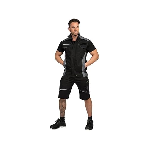 Leibwächter Arbeitsweste – Robuste & atmungsaktive Handwerker Weste für Arbeit & Handwerk – Stretchstoff – reflektierende Details – schwarz – Gr. 5XL