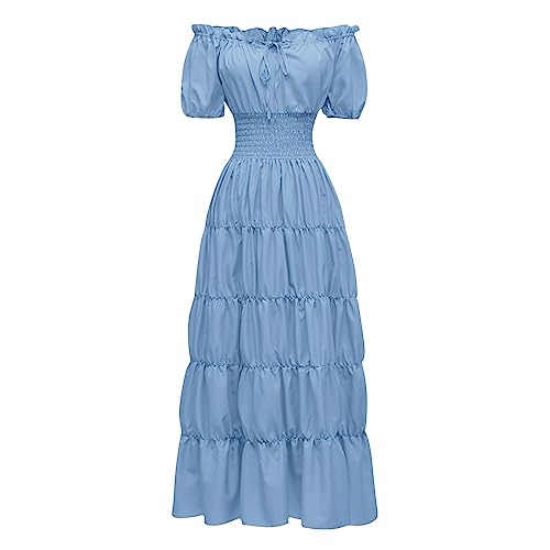Vestido Victoriano Victoriano Cosplay Disfraces Halloween Pirata Punk Azul Cielo Hallowen Mujer Medieval de Epoca Medievales Vestido Medieval Mujer Halloween Azul Cielo XL