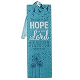 Christian Art Gifts Vegan Faux Leather Scripture Bookmark for Men & Women: Hope In The Lord - Isaiah 40:31 Inspirational Bible Verse, Heat-Debossed Faith-Based Reading Book Accessory with Tassel, Teal