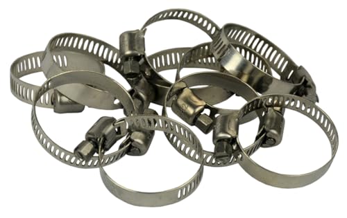 Pro Tie 33204 SAE Size 12 Range 11/16-Inch-1-1/4-Inch Mini All Stainless Hose Clamp, 10-Pack