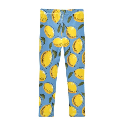 Lemon Blue Girls Leggings Ultra Soft Compression Yoga Gym Pants for Kids 4-10T2