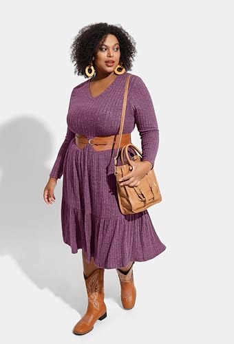 Image of RITERA Plus Size Dresses for Curvy Women Summer Spring Womens Dress V Neck Short Sleeve Casual Dress with Pockets XL-5XL