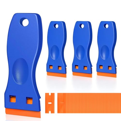 Image of 4PCS Plastic Scraper+100 Plastic Scraper Heads, Plastic Razor Blade Scraper