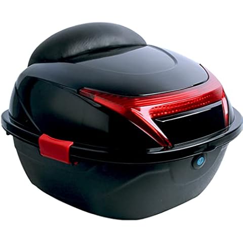 RSTJ-Wjf Universal Motorcycle Rear Top Box with Soft Backrest, 30L Motorbike Storage Top Box Case Luggage Case with Mounting Hardware And Lining,Black Cover