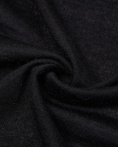 KVSS Women's Crew Neck Cardigan, Long Sleeve Button Front, 70% Cashmere 30% Silk, E16G Gauge 68/3NM Yarn Fine Knit Luxury Sweater Black