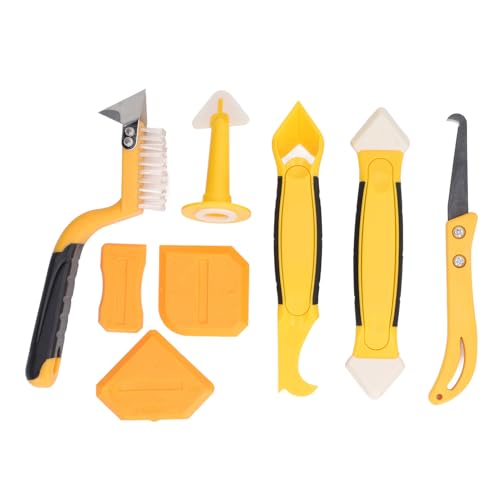 Sunicon Outil de calfeutrage en silicone, 8 pièces, outils pour joints en silicone, dissolvant de calfeutrage, buse de grattoir plus lisse, outil de dissolvant de calfeutrage, kit