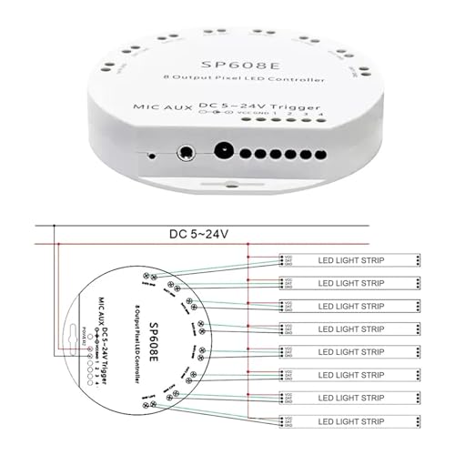 Contrôleur Bluetooth SP608E ruban LED 8 canaux variateur DC5-24V pixel