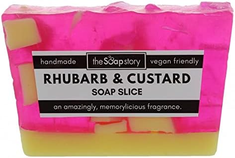 The Soap Story Handmade Soap Slice, Vegan Soap Bar made with Vegetable Glycerin, 100% Cruelty Free, 120g| Vegan Gifts | Body Soap - Rhubarb & Custard