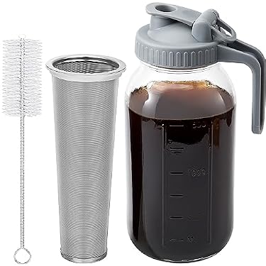 AMAZON - OneDream Cold Brew Coffee Maker – 2 Quart 64oz Stainless Steel Filter Cold Brew Pitcher Jar, No Leaks Cold Brew Mason Jar Coffee Maker, Easy to Clean Cold Coffee Maker