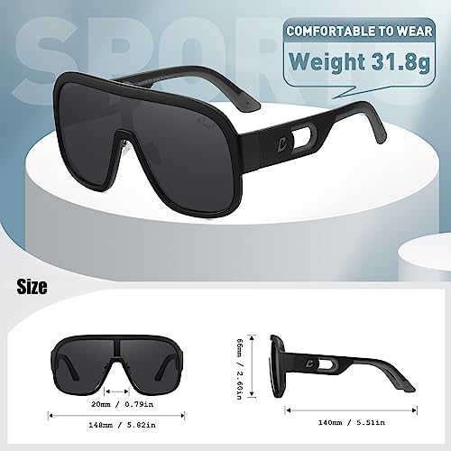 Bevi Sunglasses Polarized UV Protection with Flexible Lightweight Frame Oversize Shield Sunglasses for Men Women2