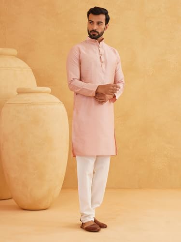 Image of SOJANYA (Since 1958 Men's Ethnic Motifs Embroidered Sequinned Cotton Long Kurta