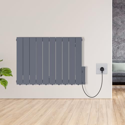 Warmehaus 1800W Electric Oil Filled Radiator 24/7 Day Timer and Thermostat Wall Mounted/Freestanding, Plug in Electric Heater Smart WiFi Low Energy Portable with Child Lock Anthracite