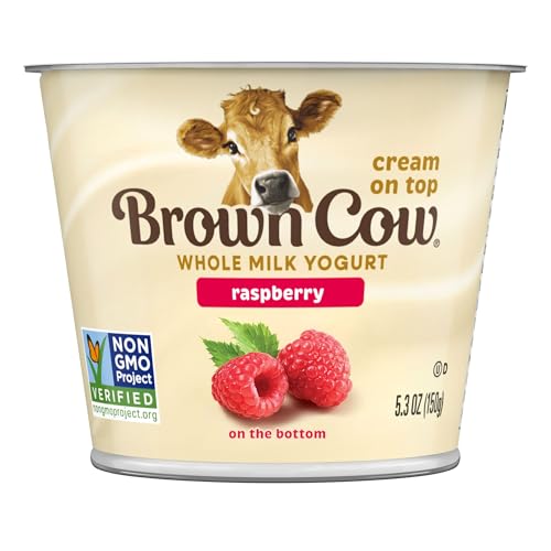 Image of Brown Cow Cream Top Raspberry On The Bottom Whole Milk Yogurt, 5.3 oz. Cup
