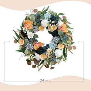 Bibelot 22 Inch Spring/Summer Floral Wreaths for Front Door,Artificial Valentines Day Wreath with Roses Dahlias Gardenias phalaenopsis for Home Wall Window Wedding Party Festival Decor Bibelot 22 Inch SpringSummer Floral Wreaths for Front DoorArtificial Valentines Day Wreath with Roses Dahlias Gardenias phalaenopsis for Home Wall Window Wedding Party Festival Decor