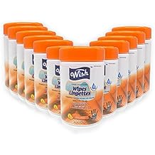 Wish, Hand Sanitizing Wipes Canister Pack of 480 Antibacterial and Moisturizing Sanitizing Wipes with Vitamin E + Aloe Vera Scent, White, Lemon, 240 Count, Pack of 3