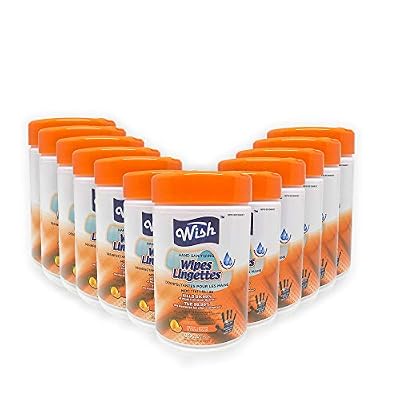 Wish, Hand Sanitizing Wipes Canister Pack of 480 Antibacterial and Moisturizing Sanitizing Wipes with Vitamin E + Aloe Vera Scent, White, Lemon, 240 Count, (Pack of 3)