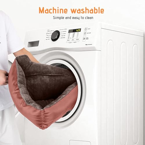 Image of SITSNOOZE Dog Beds Dogs & Cats, Rectangle Washable Pet Bed Comfortable and Breathable Pet Sofa Warming Orthopedic and Non-Skid Bottom (Reversible) (Brown & Rose Gold, XXL)
