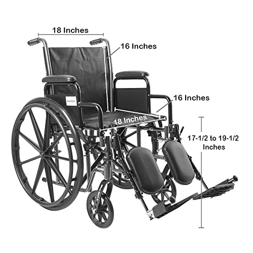 Mckesson Wheelchair, Elevating Swing Away Foot Leg Rest, Desk Length Arms, 18 In Seat, 300 Lbs Weight Capacity, 1 Count #TOP3