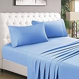 HOMEIDEAS 4 Piece Bed Sheet Set (Queen, Sky Blue) 100% Brushed Microfiber 1800 Bedding Sheets - Deep Pockets, Hypoallergenic, Wrinkle & Fade Resistant