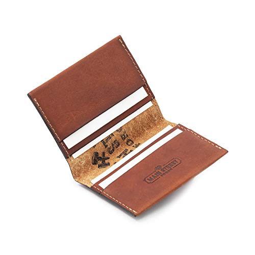 Main Street Forge Leather Business Card Holder – Slim Full Grain Leather Card Case – Made in USA – Rio Latigo