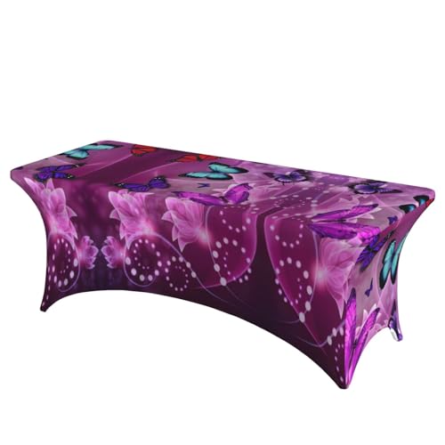 Housse de table extensible violette papillons 1m80 EdWal - 2