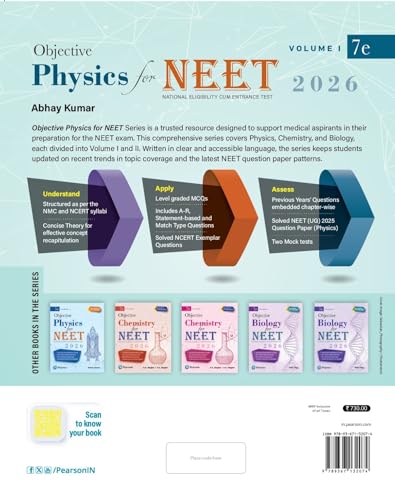 Image of Pearson Objective Physics for NEET Volume I - 2026 | As Per NCERT & NMC Syllabi | 5000+ MCQs to Strengthen Exam Practice | Chapter wise PYQ & NEET ... as Per NEET Exam Pattern | - 7th Edition: 1