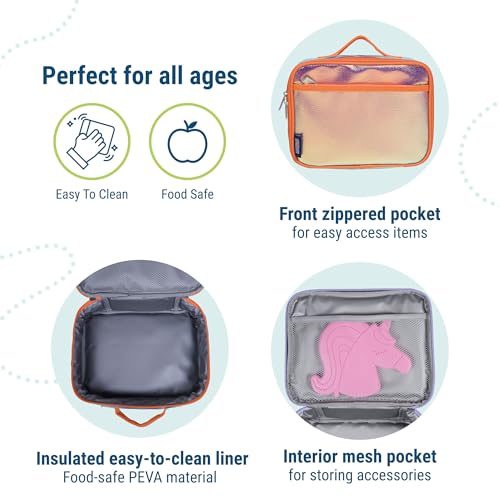 Kids Insulated Lunch Box – Durable and Reusable for School & Travel - Orange Shimmer