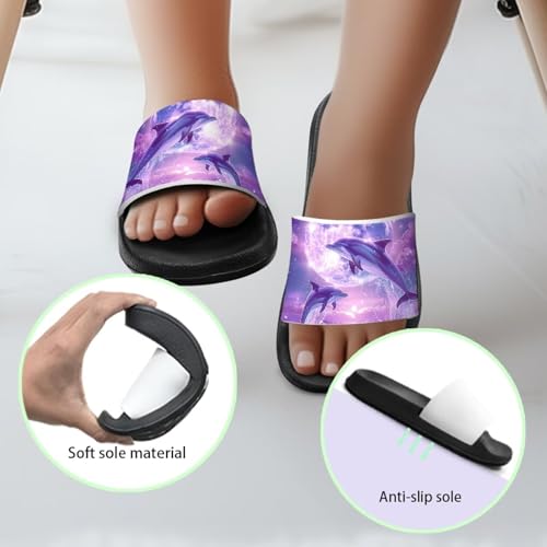 Image of Unisex Slides for Girls Boys Comfortable Slippers Slides Non-slip Shower Shoes House Fashion Thick for Indoor & Outdoor Gifts