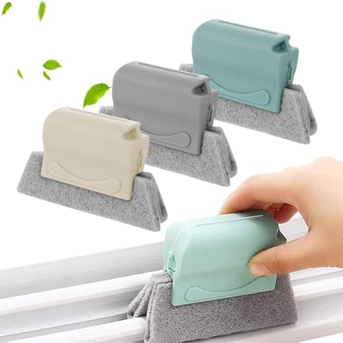 Window Track Brush, 3Pcs Sliding Groove Cleaning Brush with 3 Scouring Pads