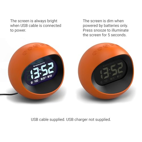 NEWGATE® Centre of The Earth Réveil | Horloge LCD rétro Ronde | Orange | Idéal pour Le Chevet, Le Bureau ou l’étagère | Accessoire rétro pour Chambre et Bureau – vue 7
