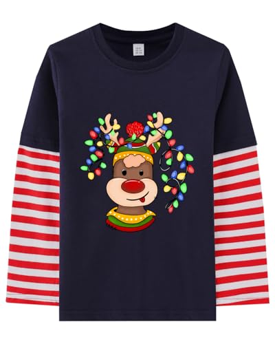 Baby Boys Christmas Shirt Toddler Holiday Dino Tree Long Sleeve Xmas Graphic T-Shirt Clothes Outfit 1-7 Years