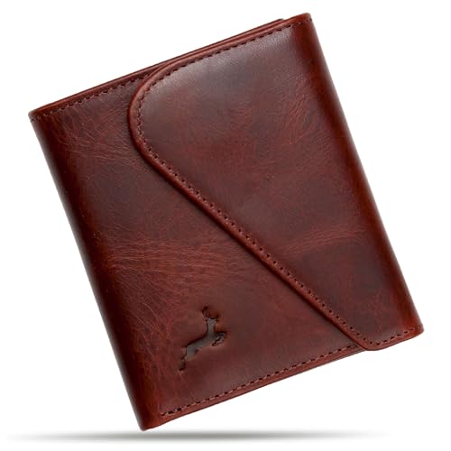 Full-Grain Leather Wallet for Men, Handcrafted Mens Bifold Wallet with RFID Blocking, Magnetic Closure, Slim Minimalist Thin Design, ID Window, Book Shaped Gift Ready Box, 3-Year Warranty