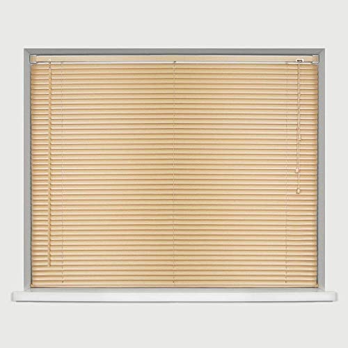 Optimal Products PVC Window Venetian Blinds Strong Trimmable Easy Fit Child Safe Home Office Blind Black Cream White Silver Teak And Natural (Natural, 45 x 150 cm)